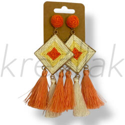  Narancs rombusz bojt fülbevaló