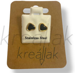  Fekete köves arany szív fülbevaló