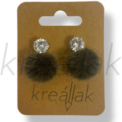  Keki zöld szőr gömb fülbevaló