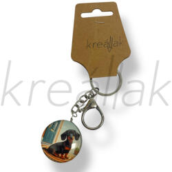  Kutya üveglencse kulcstartó