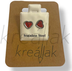  Piros köves ezüst szív fülbevaló