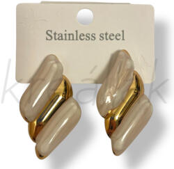  Bézs hullám minta fülbevaló stainless steel