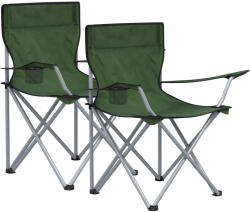 SONGMICS Set 2 scaune pliabile camping cu suport bauturi, husa transport, 52x84x81 cm, 120 kg, verde (EZ-GCB001C01)