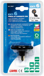 LAMPA Ext-6, Din Szivargyújtó aljzat, Süllyesztett, 12/24V (0139007)