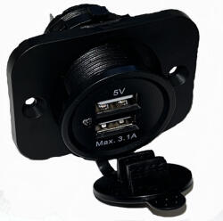 Maxspeed USB Aljzat Dupla, Szerelhető, Vízálló, 12/24V (56ST2313)