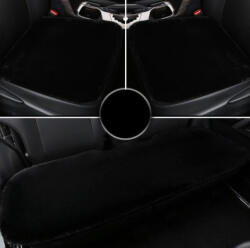 Autolife Puha szőrös ülésvédő szett - fekete (02225) - akcio-shop