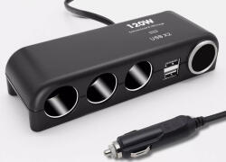 Autolife 13283 Szivargyújtó elosztó 3-as + 2 USB aljzat + Öngyújtó aljzat 12/24V - MAX 120W (13283) - akcio-shop