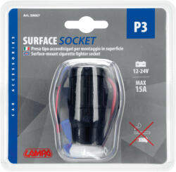 LAMPA P3, Szivargyújtó aljzat, Fedeles, 15A 12/24 V (0139067)