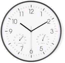Nedis CLWA4226BK falióra, 30 cm átmérő, műanyag, csendes szerkezet: óra, hőmérő, páratartamom mérő