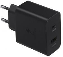 Samsung hálózati töltő USB+Type-C aljzat (35W, PD gyorstöltő 3.0) FEKETE (151118)