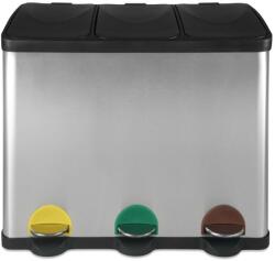 Jago Coș de gunoi inox 45L cu 3 compartimente, pedale colorate (HM30701) Cos de gunoi