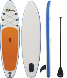 Outsunny Set Placă Stand Up Paddling gonflabilă 305 cm SUP cu vâslă din aluminiu, aripă detașabilă, lesă pentru gleznă | Aosom Romania (A33-039V00WT)