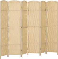 HomCom Paravan interior din lemn 6 panouri 240 x 170 cm separator de cameră pliabil pentru living, dormitor, natural | Aosom Romania (830-814V01BG)