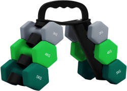SPORTNOW Set Gantere cu Suport, 3 Perechi de Greutăți de 2 x 3 kg, 2 x 4 kg, 2 x 5 kg, Multicolor | Aosom Romania (A91-360V02MX)