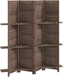 HomCom Paravan interior din lemn 4 panouri 160 x 170 cm, separator de cameră pliabil cu 3 rafturi, nuc | Aosom Romania (830-313V00WN)