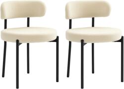 HomCom Set de 2 scaune de masă cu spătar din material textil și picioare din oțel 51 x 51 x 76 cm bej negru | Aosom Romania (83A-168V00BG)