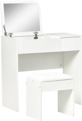 HOMCOM Set Mobilier pentru Toaletă cu Oglindă, Taburet și Sertar, Design Elegant, Masa Consola Alb | Aosom Romania (831-194WT)