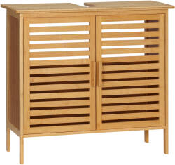 Kleankin Mobila sub chiuvetă baie din bambus mobilier sub vasca 2 uși 66 x 29 x 61, 5 cm | Aosom Romania (834-514V00ND)