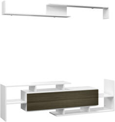 HomCom Mobilier TV cu Raft de Perete, Rafturi Deschise și Dulăpior din Lemn, Mobilier TV Modern, 153, 6x25x42 cm, Alb | Aosom Romania (839-419V01WT)