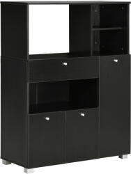 HOMCOM Bufet de Bucătărie pentru Cuptor cu Microunde, Mobilier cu Dulapuri, Rafturi și Sertar, 90x40x120 cm, Negru | Aosom Romania (835-398V00BK) Bufet