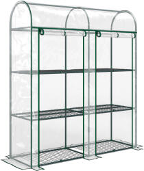 Outsunny Seră mică cu 3 nivele 2 uși rulante cadru din oțel husă din plastic 143x46x164 cm transparentă | Aosom Romania (84H-557V00CR)