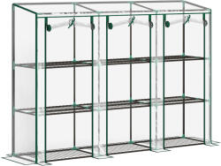 Outsunny Seră de grădină cu rafturi la 3 niveluri, seră de balcon cu 3 uși rulante cu fermoar, 215 x 46 x 151 cm, verde | Aosom Romania (84H-228V00CR)