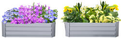 Outsunny Set de 2 Paturi pentru Legume Înălțate, Jardiniere din Metal pentru Plante, Legume, Arbusti, 100x100x30cm, Gri | Aosom Romania (845-517GY)