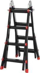 HOMCOM Scară telescopică, trepte antialunecare, rezistentă până la 150 kg, aluminiu, Negru+Roșu | Aosom Romania (B72-035)