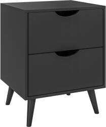 HOMCOM Masă de noapte masă de noapte cu 2 sertare, stil scandinav pentru cameră de dormit, sufragerie, 40 x 35 x 50, 5 cm, Negru | Aosom Romania (831-593V80BK)