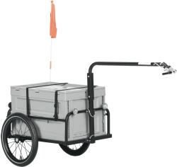 HomCom Remorcă pentru bicicletă cu cutie de depozitare detasabilă și pliabilă de 65L, reflectoare de siguranță, capacitate maximă 40KG, gri | Aosom Romania (B71-061V02GY)