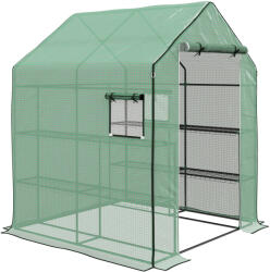 Outsunny Seră de grădină cu 1 ușă, 1 ferestre, rafturi 3 nivele pentru Legume Plante Flori Pânză PE 140 x 143 x 190 cm | Aosom Romania (845-932V00GN)