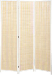 HomCom Paravan de Interior cu 3 Panouri, Pliabil, din Lemn și Bambus, 180 cm, Stil Boho, Natur/Alb | Aosom Romania (830-700V01WT)