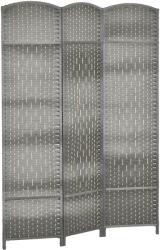 HomCom Paravan interior din lemn 3 panouri separator de cameră pliabil pentru sufragerie dormitor 135 x 180 cm gri | Aosom Romania (830-816V00GY)
