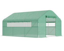 Outsunny Seră de grădină 4 x 3 x 2m cu uși rulabile și ferestre mari, seră tip tunel de grădină, verde | Aosom Romania (84H-220V00GN)