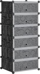 HomCom Mobilier de depozitare pentru pantofi modular 6 cuburi dreptunghiulare empilabile - negru | Aosom Romania (850-172) Pantofar