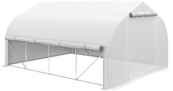 Outsunny Sera de Gradina 4x3m cu Pereti Laterali si Usa cu Fermoar 8 Ferestre Tunel pentru Plante | Aosom Romania (845-924V00WT)