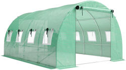 Outsunny Seră cca. 4 x 3 x 2 m, seră din folie cu uși rulante, 2 uși cu fermoar & 8 ferestre cu plasă, tije de susținere, Verde | Aosom Romania (84H-484V01GN)