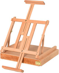 HOMCOM Șevalet din Lemn cu Sertar Inferior, Șevalet de Masă cu Înălțime și Înclinare Reglabilă, 42x36x12.5 cm, Lemn Natural | Aosom Romania (914-022) Sevalet