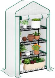 Outsunny Seră de grădină balcon raft seră 4 nivele 90 x 49 x 160 cm oțel galvanizat folie PE de înaltă densitate alb | Aosom Romania (845-936V00WT)