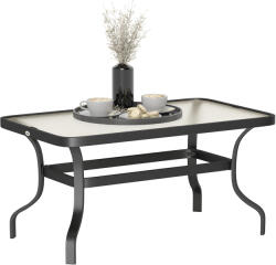 Outsunny Măsuță de Cafea pentru Exterior cu Blat din Sticlă Securizată, 95x55x46 cm, Negru | Aosom Romania (84G-655V00BK) Masa de cafea