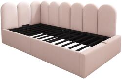 AB Store Pat de zi tapițat cu spațiu de depozitare hidraulic, tapițerie din catifea și somieră cu lamele metalice, fără saltea, 90x200 cm, Roz (F-ABS-AB20201516R)