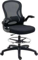 Vinsetto Scaun de Birou Ergonomic, Scaun Rotativ din Plasă, Reglabil pe Înălțime cu Suport pentru Picioare și Cotiere Rabatabile, Capacitate 120kg, Negru | Aosom Romania (921-628V80BK)