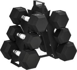 SPORTNOW Set de Gantere pentru Sala de Fitness cu Suport, 2x4kg, 2x6kg, 2x8kg, Greutăți Hexagonale din Metal cu Mâner Antiderapant, Antrenament de Forță Acasă, Negru | Aosom Romania (A91-403V01BK)