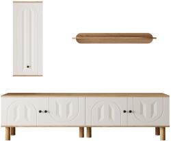 GL Store Set mobilier living 3 piese, compus din dulap înalt, comodă joasă și etajeră de perete, Culoare naturală (F-GLS-GL0556N)