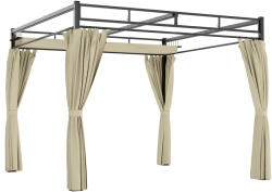 Outsunny Pergolă de Grădină 3x3 m cu Acoperiș Retractabil și Perdele Protecție UV30+ Structură Metalică pentru Patio Terasă Bej | Aosom Romania (84C-681V00BG)