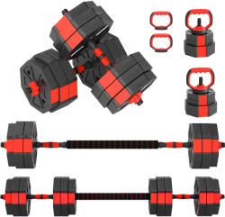 SPORTNOW Set Greutăți 4 în 1 de 30 kg, Kettlebell, 2 Haltere, Bară pentru Ridicări și Flotări, Roșu | Aosom Romania (A91-414V04RD)