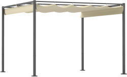 Outsunny Pergolă de grădină 3 x 3 m cu acoperiș retractabil, pavilion, copertină pentru umbră, UPF30+, bej | Aosom Romania (84C-564V00BG)
