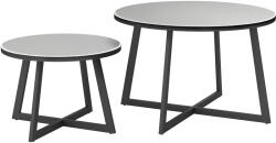 HOMCOM Outsunny Set 2 Măsuțe de Grădină cu Blat din Sticlă Securizată, Ø70x45 cm, Gri | Aosom Romania (83B-260V00GY)