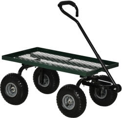 Outsunny Roabă de Grădină cu Mâner și 4 Roți Mari, Capacitate 150 kg, 94x48, 5x100 cm, Verde | Aosom Romania (B71-015V01)