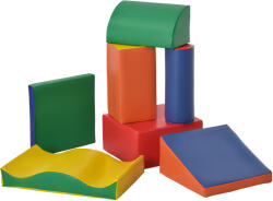 HOMCOM Set de 7 Blocuri de Construcție Moi pentru Copii, Joc Educativ pentru Copii 1-3 Ani, 40x40x20 cm, Multicolor | Aosom Romania (3D0-006)